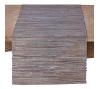 SARO LIFESTYLE 217.BG1672B Melaya Collection Shimmering Woven Nubby Water Hyacinth Table Runner, 100%, Blue-Grey