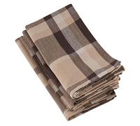 SARO LIFESTYLE 4077.BR20S Marron 100% Cotton Plaid Design Table Napkins (Set of 4), Brown