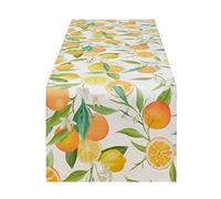 SARO LIFESTYLE 6324.M1672B Grove House Collection Lemon and Orange Print Table Runner, 100% Polyester, Multicolor
