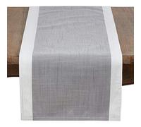 SARO LIFESTYLE 712.GY1654B Kema Collection Banded Border Table Runner, 100% Polyester, Gray