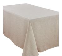 SARO LIFESTYLE 731.N90120B Collection Poly and Linen Blend Toscana Tablecloth with No Hemstitch Border, 80% polyester-20, Natural