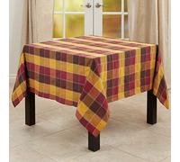 SARO LIFESTYLE 8571.M70S Harvest Collection Cotton Blend Tablecloth with Stitched Plaid Design, 55% cotton-45% Polyester, Multicolor
