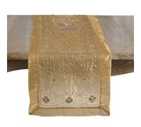 SARO LIFESTYLE Embroidered Sheer Table Runner - Decorative Occasion Table Runner for Elegant Dining, Formal Entertaining, and Glamorous Tablescapes, 16"x72", Gold
