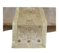 SARO LIFESTYLE Embroidered Sheer Table Runner - Decorative Occasion Table Runner for Elegant Dining, Formal Entertaining, and Glamorous Tablescapes, 16"x72", Champagne