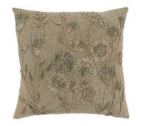 SARO LIFESTYLE Genevieve Collection Stone Washed Floral Pillow Cover, 20", Taupe