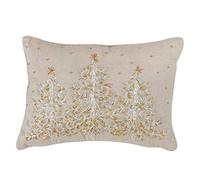 SARO LIFESTYLE L'hiver Design Poly Blend Embroidered Christmas Tree Pillow With Down Filled, 14" x 20", Natural