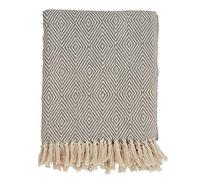 SARO LIFESTYLE Soft Cotton Diamond Weave Throw, Grey, 50" x 60"