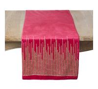 SARO LIFESTYLE Velvet Glam Table Runner - Decorative Table Runner for Wedding Tables, Formal Dining, Holiday Entertaining, and Elegant Tablescapes, 16"x72", Red