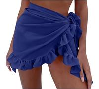 Sarongs for Women Beach Cover Up Chiffon Sarong and Wraps Beachwear Ruffle See Through Bikini Wrap Skirt Bikinis Cover-Ups Summer Holiday Swimwear Knot Sheer Shrug Mini Skirts