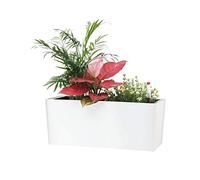 SAROSORA 14" Rectangle Self Watering Planter with Water Level Indicators for Plants & Flower Home Garden Outdoor Indoor Succulent | Herb pots | Window Box (1, White)