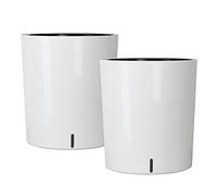 SAROSORA Large Round Self Watering Planter 12.5 Inch 2 Pack for Home Garden Patio Tall Tree (White, Pack of 2)