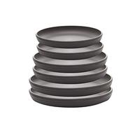 SAROSORA Round Plastic Plant Saucer Drip Tray Set of 6 for Indoor Outdoor Home Garden Flower Plant Container Flower Pot Pallets ((23+26+29cm') x2, Dark Grey)