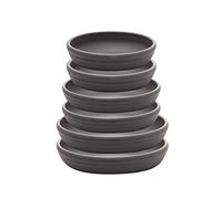 SAROSORA Round Plastic Plant Saucer Drip Tray Set of 6 for Indoor Outdoor Home Garden Flower Plant Container Flower Pot Pallets ((14+17+20cm) x2, Dark Grey)