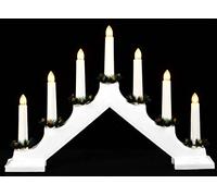 Sarrah Little Store 7 LED Wooden Christmas Candle Bridge - Battery Operated - Window Decoration Arch - Indoor Warm White Light - Xmas Festive Pre-Lit (White)