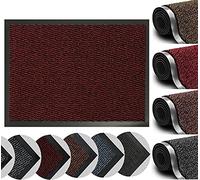 Sarrah Little Store PVC Non Slip Door Mat - Rubber Backed Runner Barrier - Mats Rug - Kitchen Boundary - Water Absorption - Slip Resistance - Soft Microfiber - Machine Washable (Red, 90 x 150)