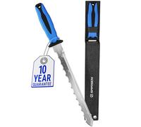 SARSEN Professional Insulation Knife - Stainless Steel Serrated Saw Foam Cutter for Loft Insulation, Rockwool, Polystyrene & PIR/XPS Foam Board - Patented Ergonomic Handle, Safety Sheath & Ruler