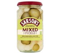 Sarson's Mixed Pickle - 6 x 460g, Tangy and Flavourful Pickled Vegetables in Spiced Vinegar, Great for Snacking & Lunches, Adds Crunch & Zesty Flavour, No Artificial Preservatives, Vegetarian Friendly