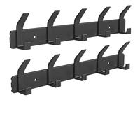 Sarsumir 2 Pack Coat Hooks Over Door Hanger Wall Mounted with 5 Hooks Door Hooks for Front Bedroom Coats Jackets Purses Bags Clothes Towels Coat Rack, Dark Black