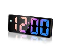 Sarsumir Digital Alarm Clock, LED Digital Alarm Clock with Time, Date, Temperature, Snooze Function, Adjustable Brightness, Alarm Clock for Children, Home, Bedroom, Office, Multicoloured