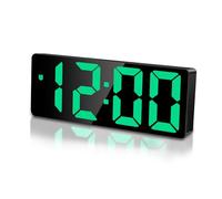 Sarsumir Digital Alarm Clock Mains Powered Electric Battery Alarm Clocks Bedside for bedrooms Office, LED Kids Alarm Clock with Time Date Temperature Snooze Brightness Adjustable, Green Display