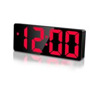 Sarsumir Digital Alarm Clock Mains Powered Electric Battery Alarm Clocks Bedside for bedrooms Office, LED Kids Alarm Clock with Time Date Temperature Snooze Brightness Adjustable, Red Display