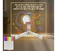 Sarsumir LED Note Board with 7 Colors Pen/Stand, 20x20CM LED Drawing Writing Message Board Dry Erase Light up Memo Acrylic Doodle Desktop Note Memo Illuminated Wordpad for School Home Office