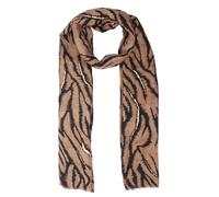 Sarta Women's Annika Tiger Print Stripe Lightweight Foil Scarf in Brown Sarta Brown One Size