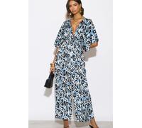 Sarta Women's Blue Abstract Print Wide Leg Jumpsuit | Size: Medium Sarta Blue M