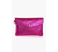 Sarta Women's Brooke Italian Leather Clutch Bag - Raspberry, Metallic in Raspberry Sarta Raspberry One Size