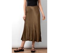 Sarta Women's Cassie Silky Midi Slip Skirt - Khaki | Size: Medium Sarta Khaki M