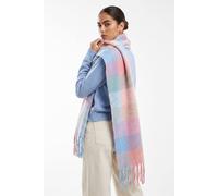 Sarta Women's Check Colour Block Heavyweight Scarf Blue/Pink Sarta Multicolor One Size