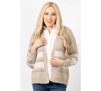 Sarta Women's Cream Wool Blend Glitter Striped Cardigans in Beige Sarta Beige One Size