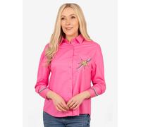 Sarta Women's Embroidered Rainbow Star Long Sleeve Cotton Shirt Pink in Bright Pink | Size: Medium Sarta Bright Pink M