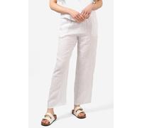 Sarta Women's Italian Linen Pinstripe Wide Leg White Trousers | Size: Medium Sarta White M