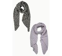 Sarta Women's Jay Chevron Stripe Asymmetric Heavyweight Winter Scarves (2 Pack) in Black Sarta Black One Size