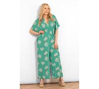 Sarta Women's Jilly Deep V Jumpsuit - Green, Palm Leaf in Green | Size: Medium Sarta Green M