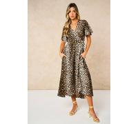 Sarta Women's Leopard Print Midaxi Wrap Dress in Cream | Size: Medium Sarta Cream M