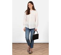 Sarta Women's Libby Long Sleeve Button Down Cotton Shirt - White, Pleated in White | Size: Small Sarta White S