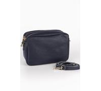 Sarta Women's Naomi Italian Leather Crossbody Camera Bag - Navy Blue, Pebbled Sarta Navy One Size