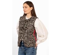 Sarta Women's Noa Natural Leopard Print Quilted Gilet Red Stripe | Size: Large Sarta Natural L