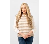 Sarta Women's Peyton Wool Blend Round Neck Tank Top - Beige/Cream, Stripe in Beige Sarta Beige One Size