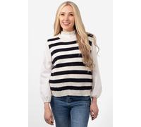 Sarta Women's Peyton Wool Blend Round Neck Tank Top - Cream/Navy Blue, Stripe in Cream Sarta Cream One Size