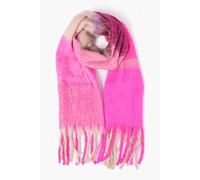 Sarta Women's Yara Square Colour Block Tasseled Heavyweight Winter Scarf in Pink Sarta Pink One Size
