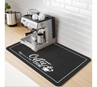 SARTNP Coffee Mat, Coffee Machine Mat, Water Absorbent Dish Drying Mats for Kitchen Counter, Non-slip Bar Mats, Quick Dry Drying Pad Fits Under Coffee Maker (Black, 44 x 71 cm)