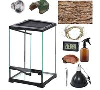 SARUFO Reptile Terrariums Tank (10 PCS) Front Opening Door 8"x8"x12" Amphibian Tank Starter Kit, Suitable for Small Reptiles Such as Geckos, Snakes, Lizards, Turtles, Chameleons, Serpents