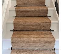 SARVAA Natural Brown Jute Stair Runner Rug 2x12 Feet - Handwoven Braided Farmhouse Runner for Stairs, Entryway & Hallway Décor