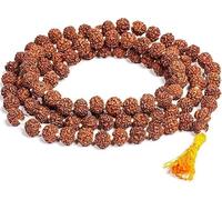 SARVAKSH Certified Original Rudraksha Mala (Brown, 9-10mm) with Certificate for Wearing and Japa Mala (5 Mukhi Mala, 108 Beads Mala Rosary Garland)