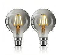 Sarveeta Vintage Edison G80 Globe LED Filament Bulb - 6W B22 Bayonet Cap Retro Style Decorative Light Bulb - Warm White 2800K, Smoke Gray Glass,2-Pack