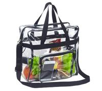 SARVERTIC Clear Tote Bag 12x12x6, Stadium Approved Transparent Crossbody Bag with Front Pocket, Heavy Duty Waterproof PVC Security Handbag for Women Men