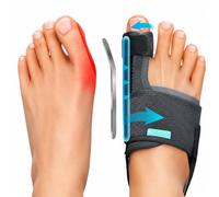 Sarvvte 1 Pair Bunion Corrector Big Toe Straightener - Adjustable Bunion Splint Bunion Pads with 2 Angle Plates, Bunion Toe Separator with Double Non-slip Strap for Day Night Support